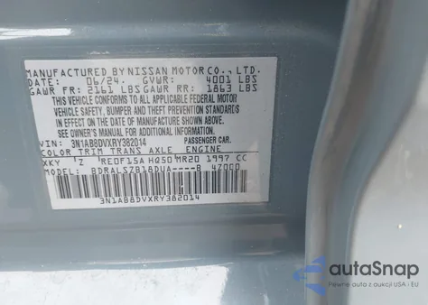 2024 Nissan Sentra Sr Xtronic Cvt from USA, damaged, VIN 3N1AB8DVXRY382014